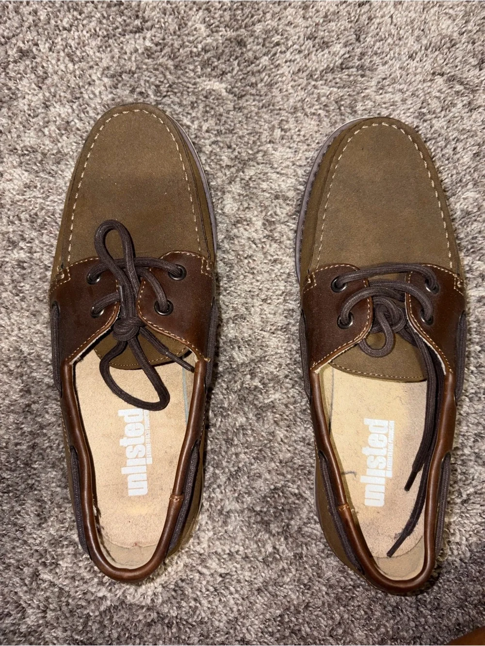 Unlisted by Kenneth Cole Brown Two-Tone Canvas & Leather Boat Shoes